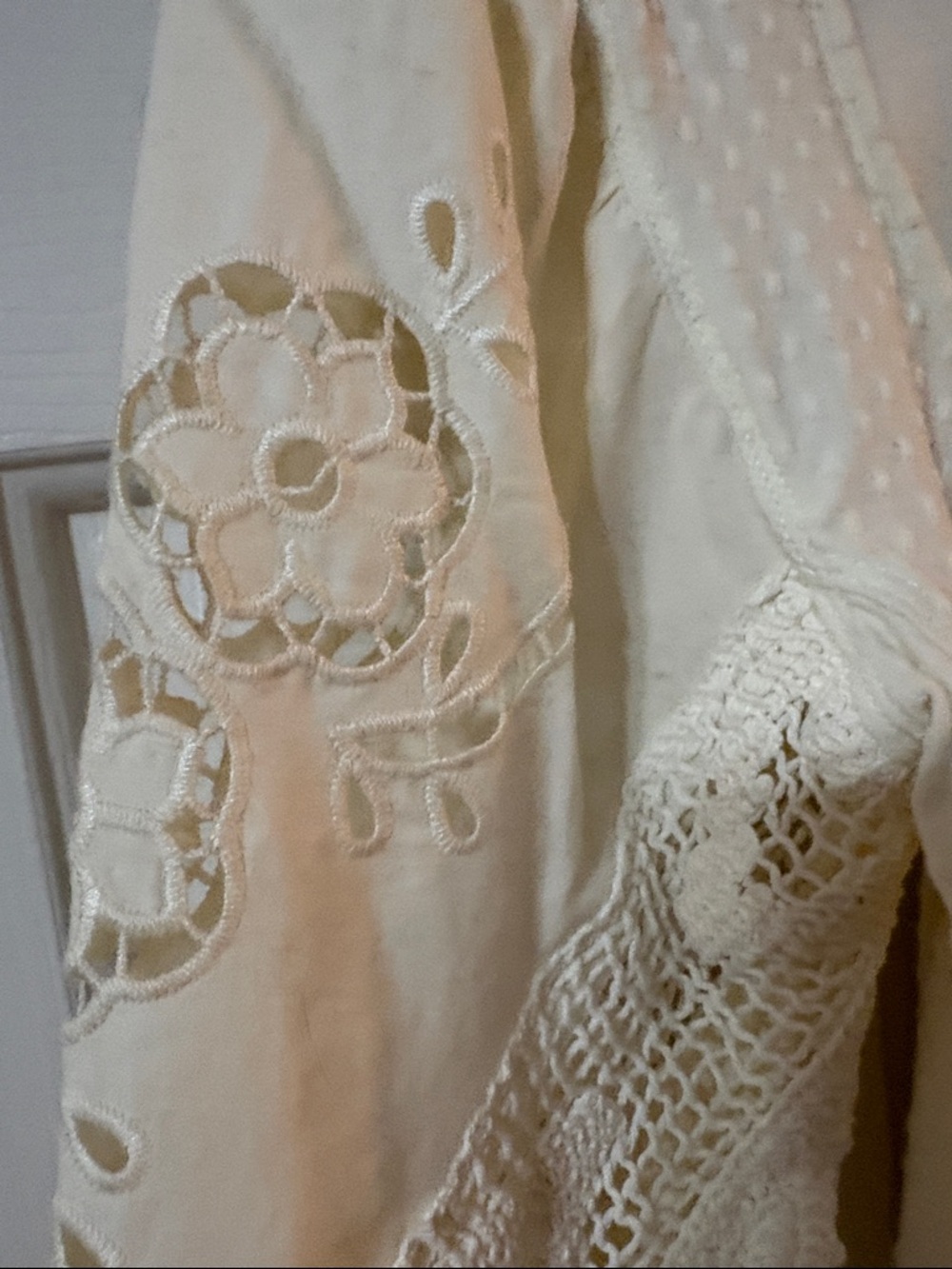 Free People Cream Swiss Dot Lace Peasant Blouse - Picture 5 of 11